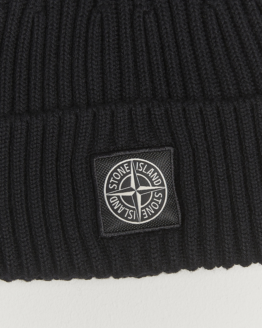 Homme | Bonnets | Stone Island | Full Rib Wool Beanie Black
