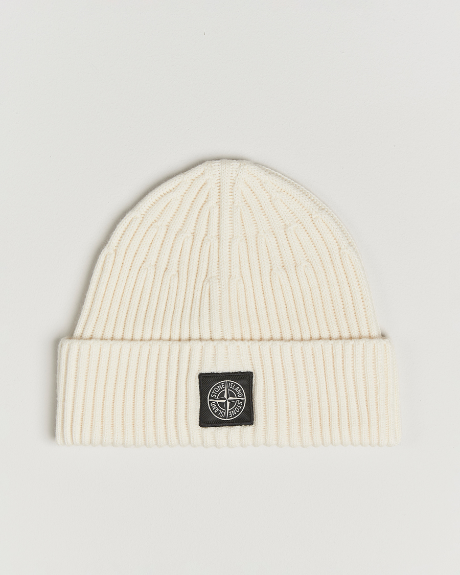 Homme | Stone Island Full Rib Wool Beanie Ivory | Stone Island | Full Rib Wool Beanie Ivory