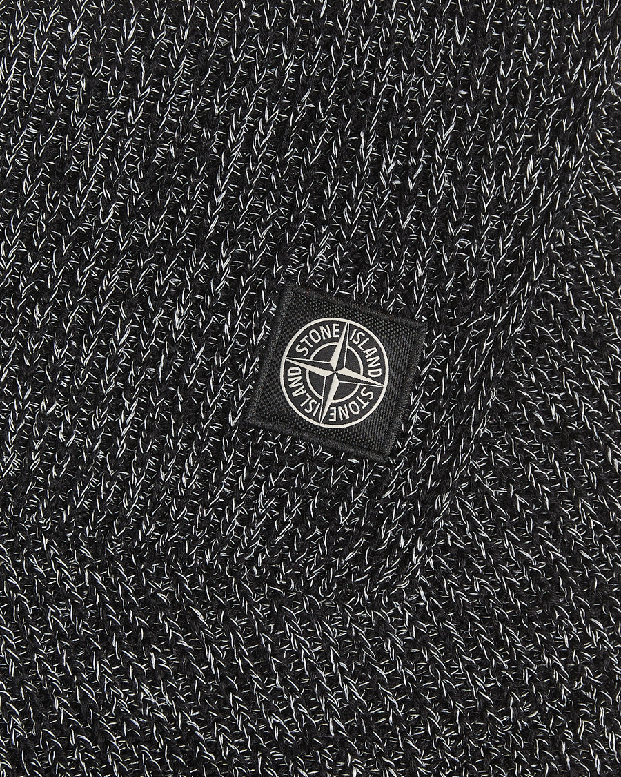 Homme | Stone Island Reflective Cotton Knit Balaclava Black Melange | Stone Island | Reflective Cotton Knit Balaclava Black Melange