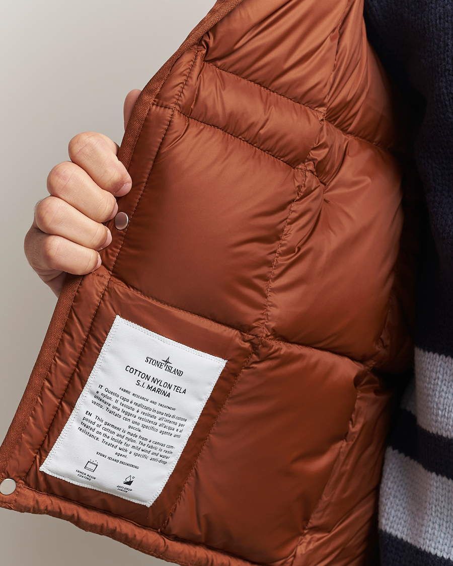 Homme | Gilets | Stone Island | Marina Cotton/Nylon Tela Down Vest Tobacco