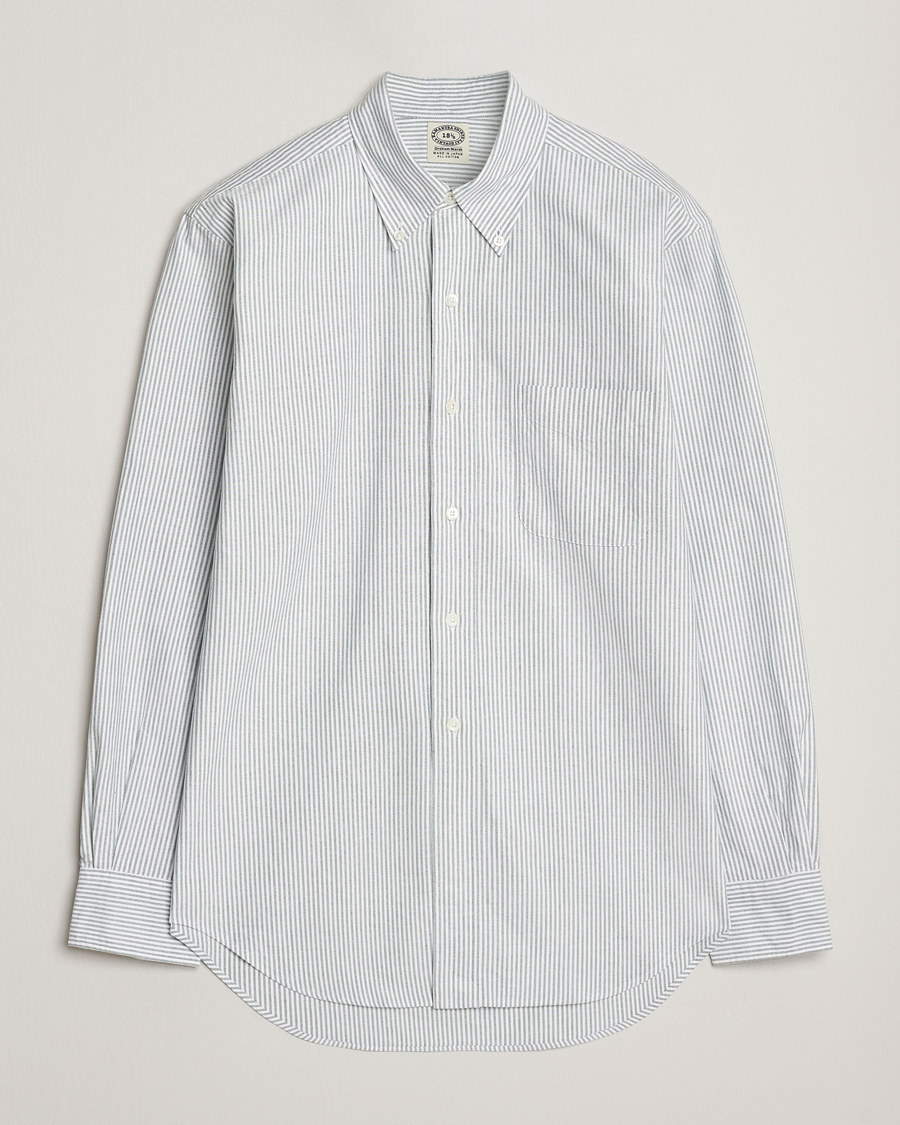 Homme | Chemises | Kamakura Shirts | Vintage Ivy Oxford Button Down Shirt Green Stripe