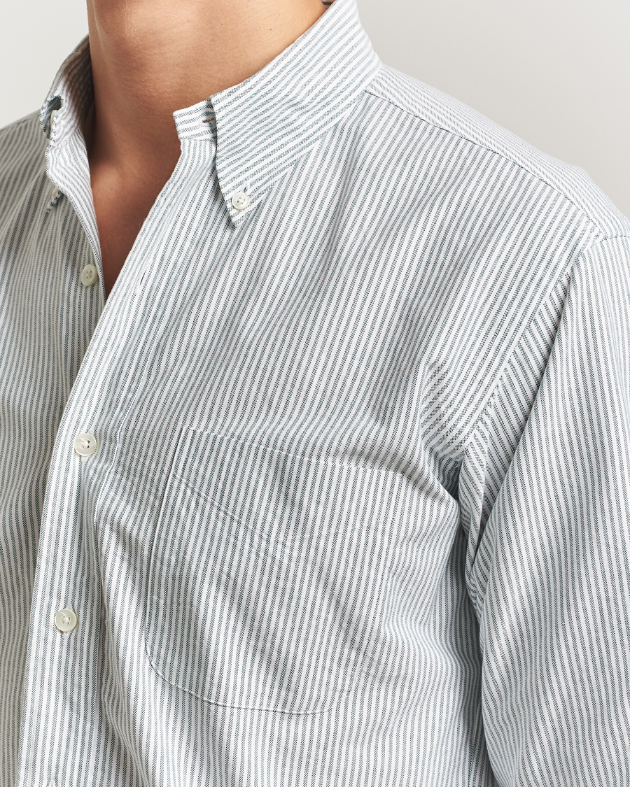 Homme | Chemises | Kamakura Shirts | Vintage Ivy Oxford Button Down Shirt Green Stripe