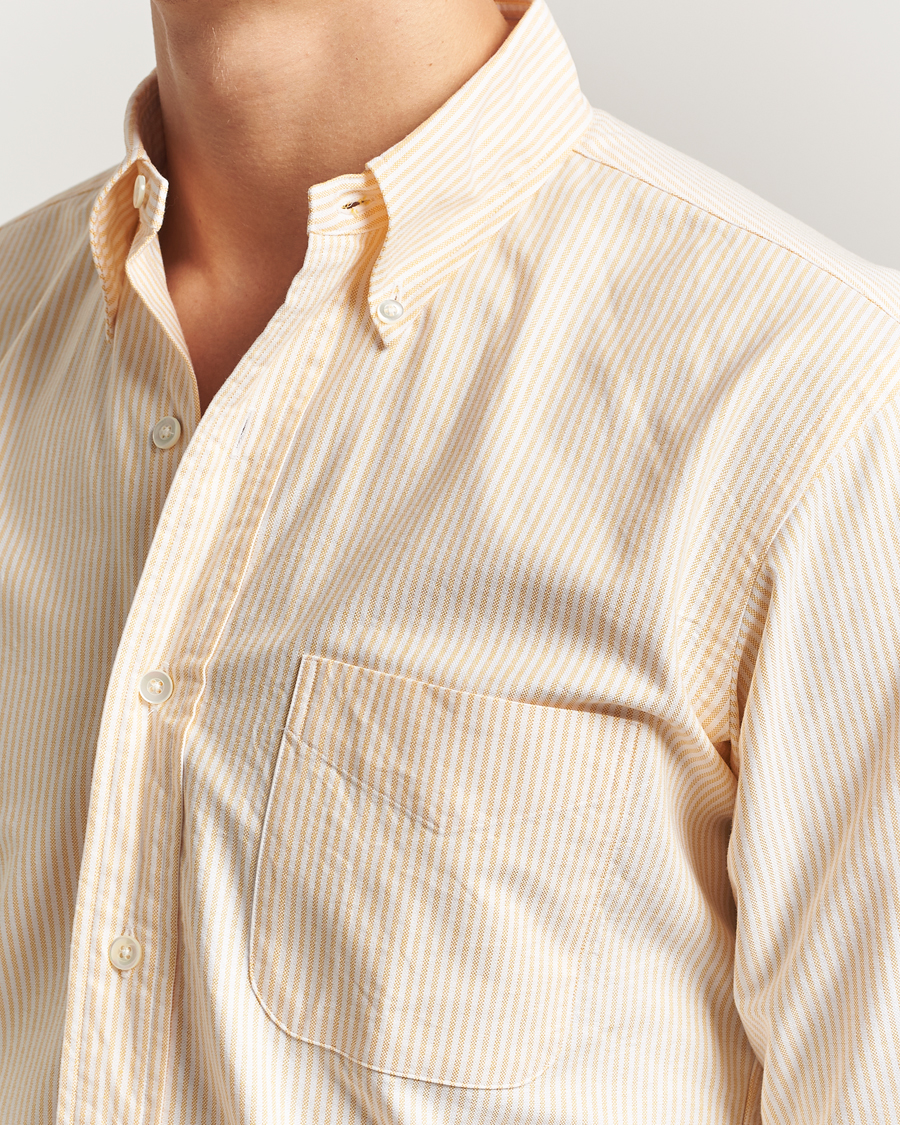 Homme | Chemises | Kamakura Shirts | Vintage Ivy Oxford Button Down Shirt Yellow Stripe