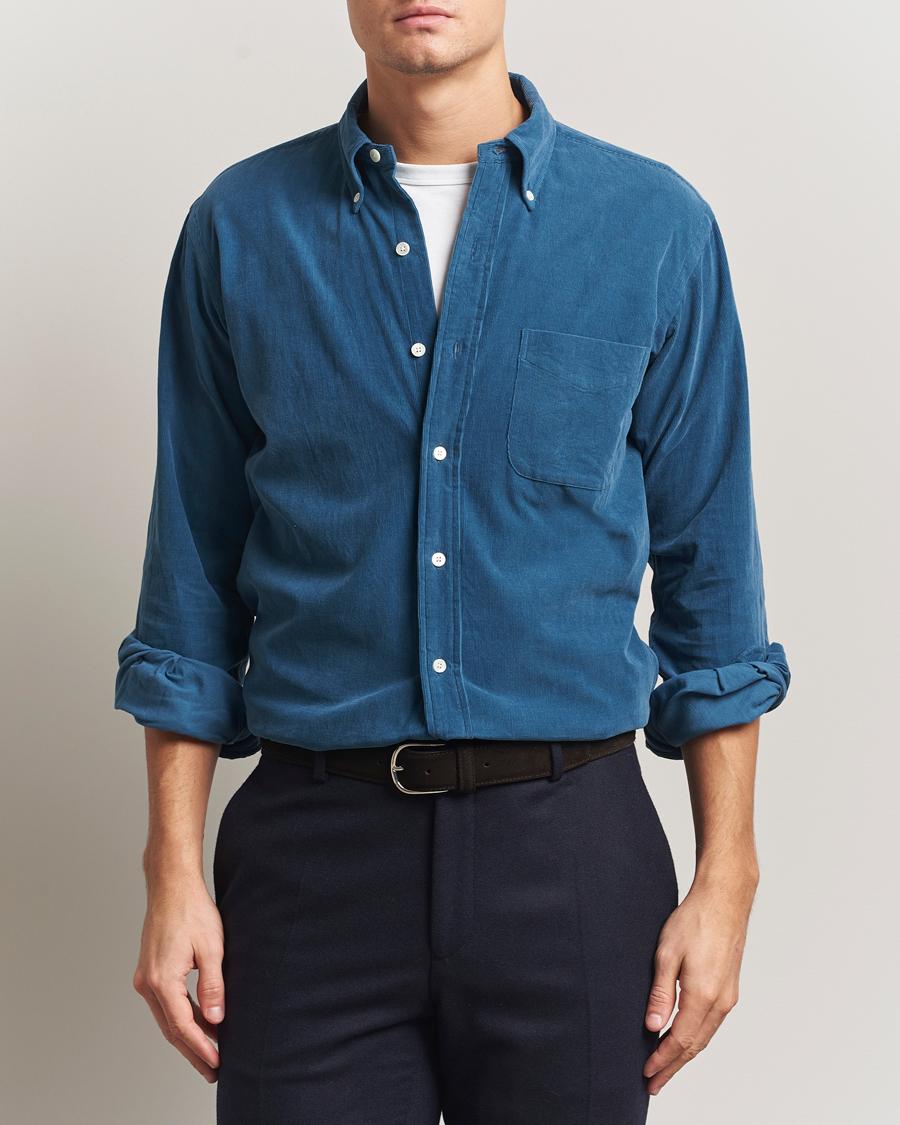 Homme | Chemises | Kamakura Shirts | Vintage Ivy Needle Cord Shirt Smoke Blue