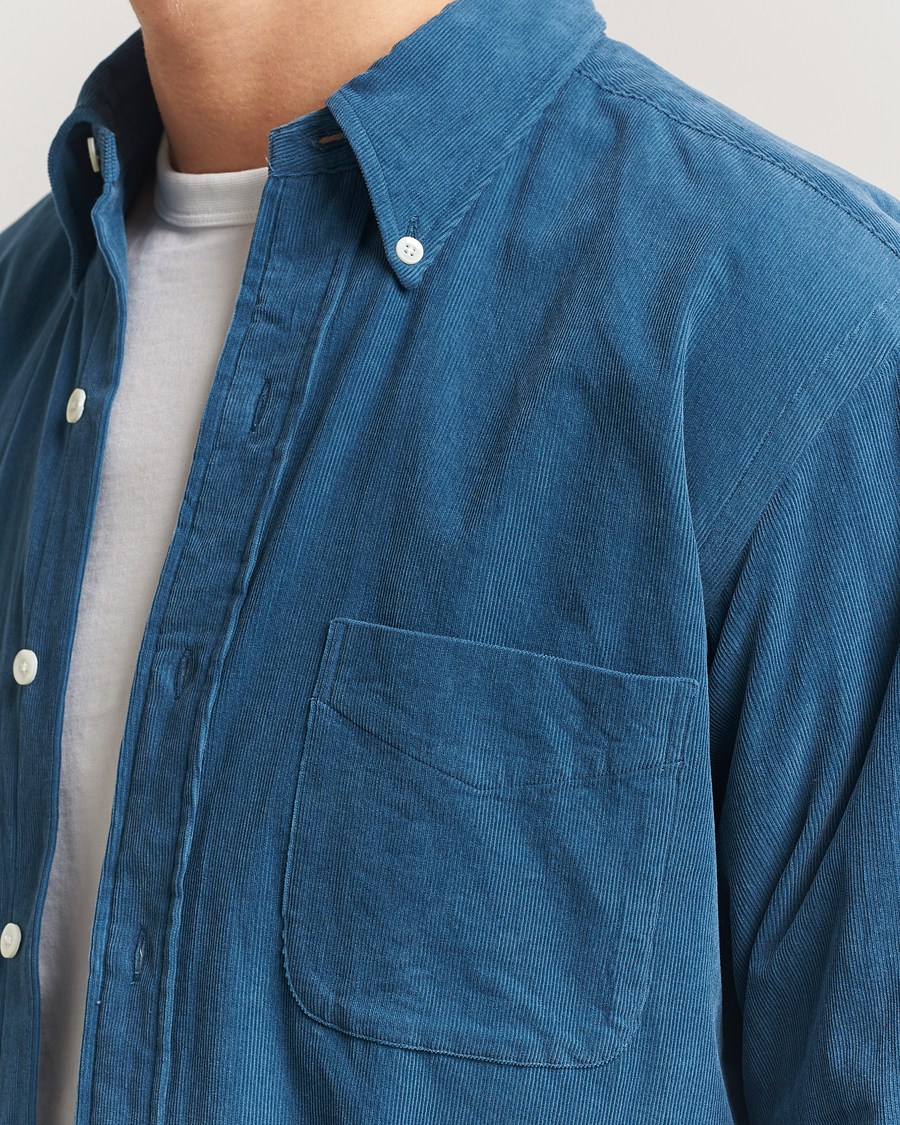 Homme | Chemises | Kamakura Shirts | Vintage Ivy Needle Cord Shirt Smoke Blue