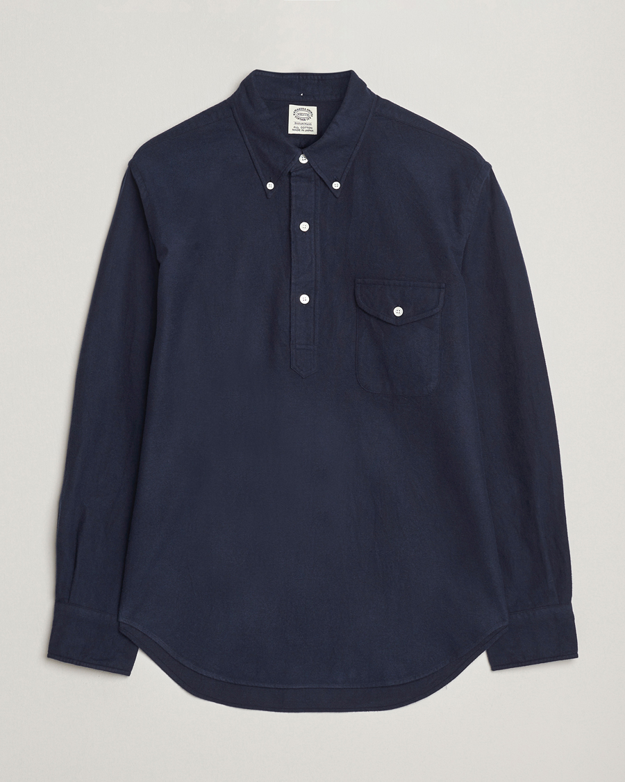 Homme | Chemises | Kamakura Shirts | Vintage Ivy Oxford Popover Shirt Navy