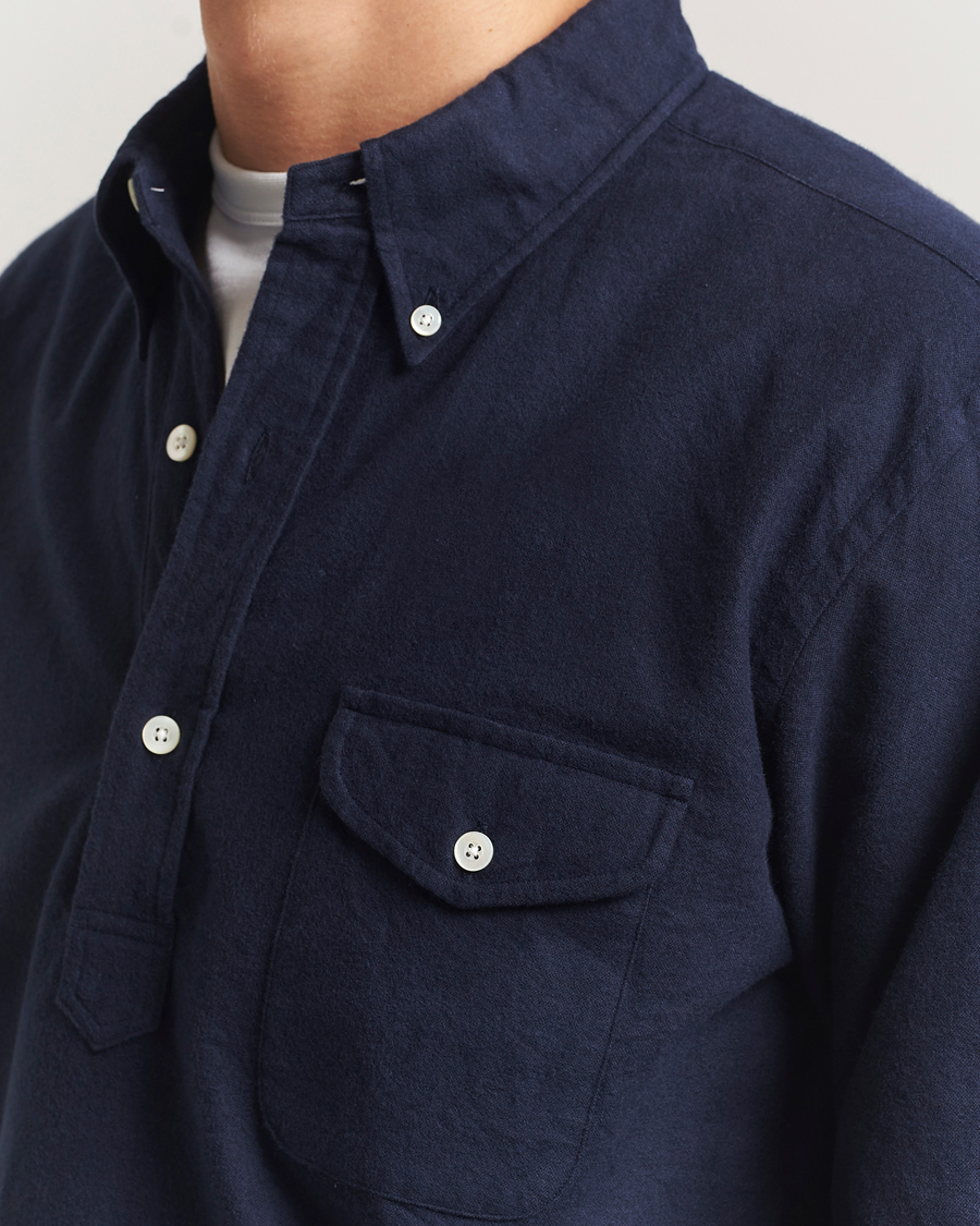 Homme | Chemises | Kamakura Shirts | Vintage Ivy Oxford Popover Shirt Navy