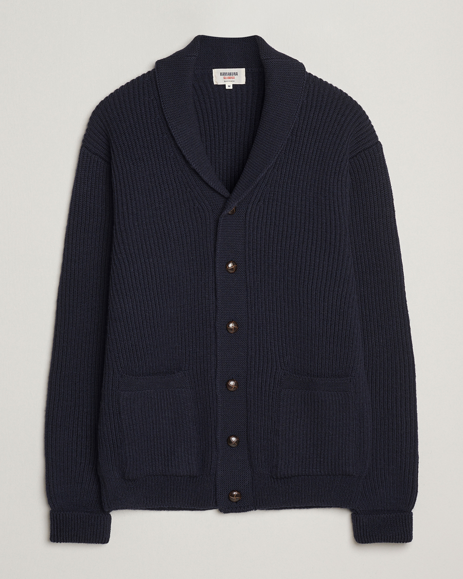 Homme | Pulls Et Tricots | Kamakura Shirts | McQueen Shawl Collar Cardigan Navy