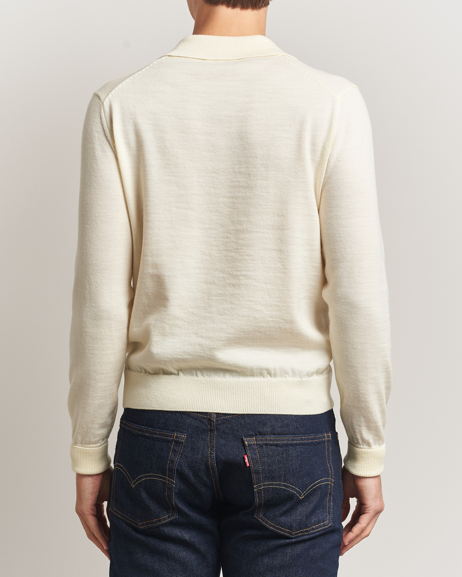Homme | Pulls Et Tricots | Kamakura Shirts | Long Sleeve Knitted Polo Off White