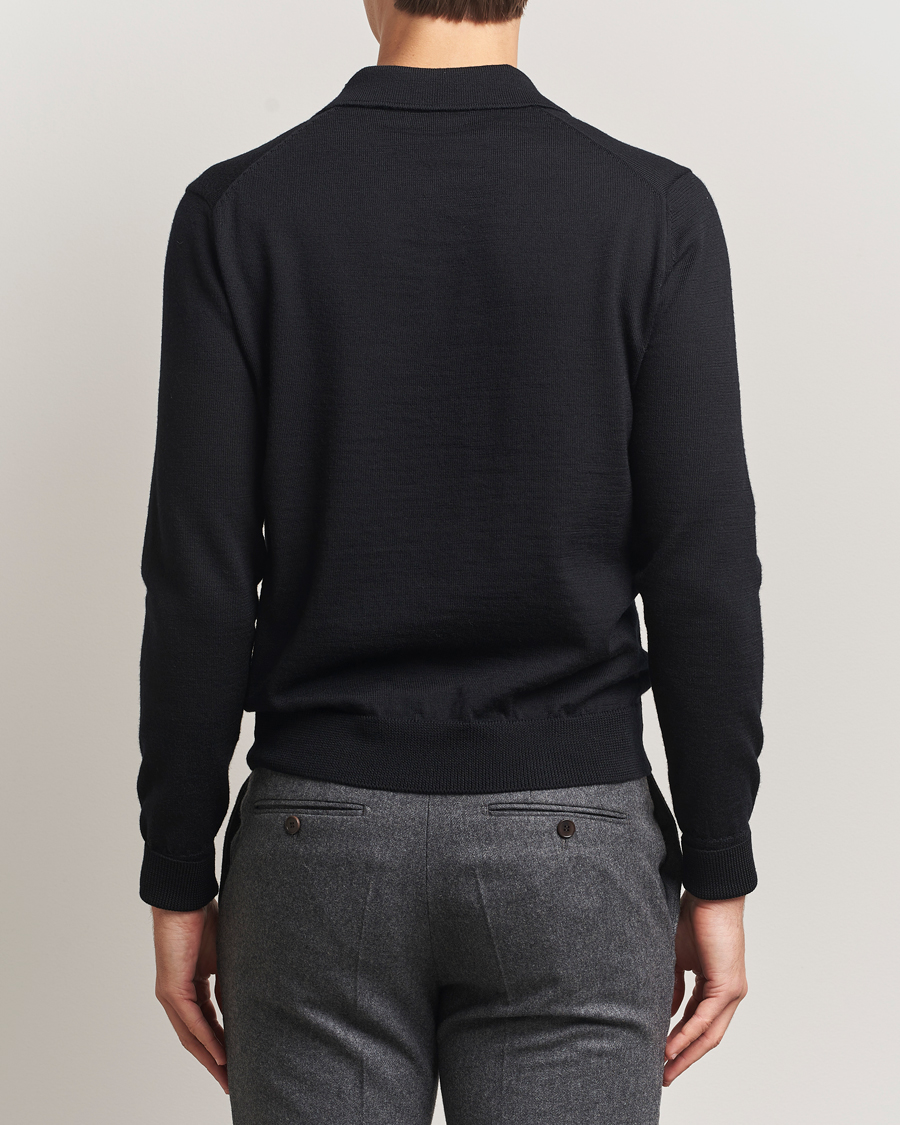 Homme | Pulls Et Tricots | Kamakura Shirts | Long Sleeve Knitted Polo Black