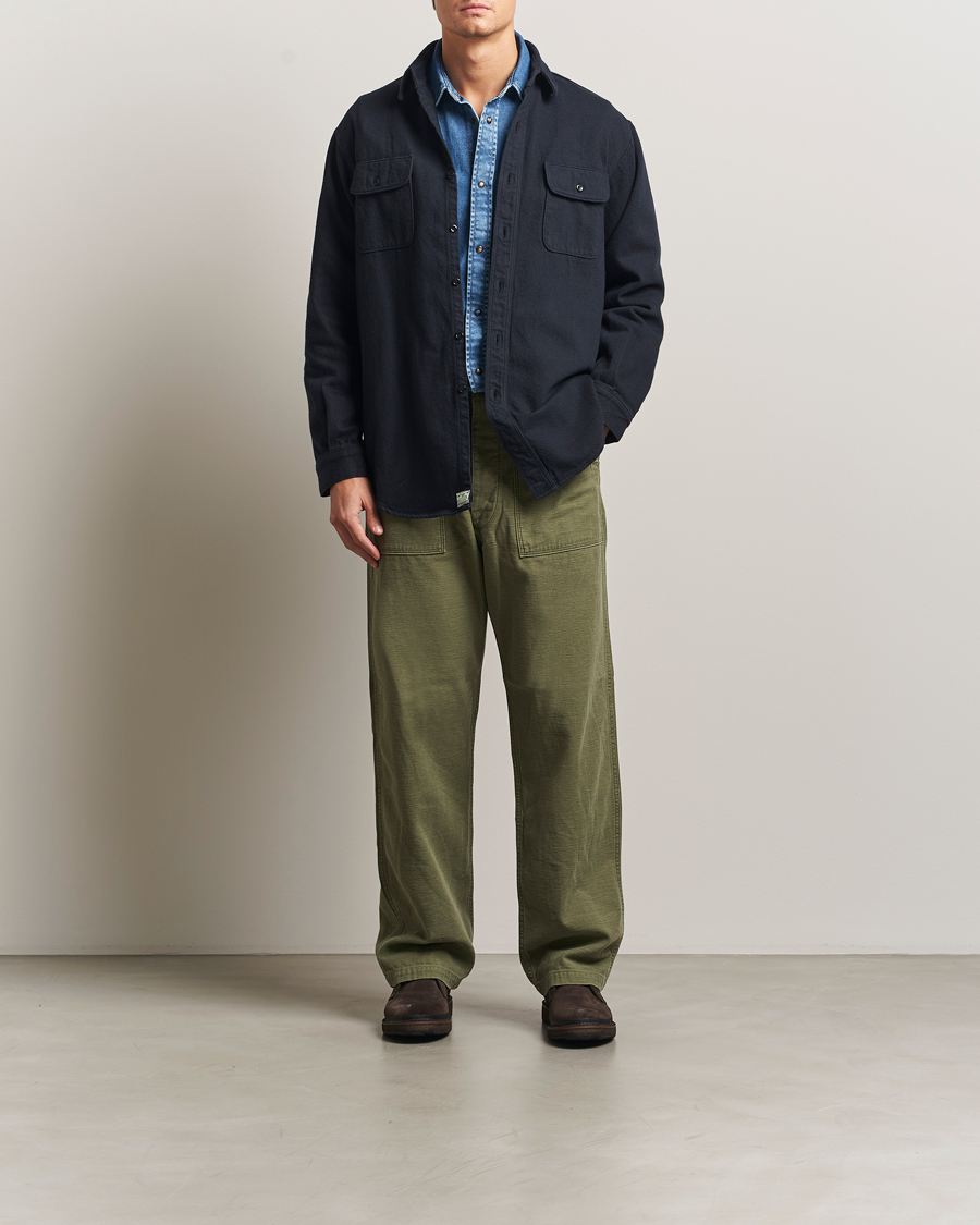 Homme | Chemises | orSlow | Brushed Flannel Overshirt Navy
