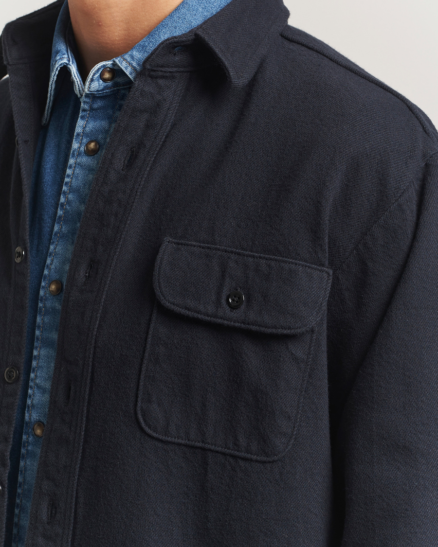 Homme | Chemises | orSlow | Brushed Flannel Overshirt Navy