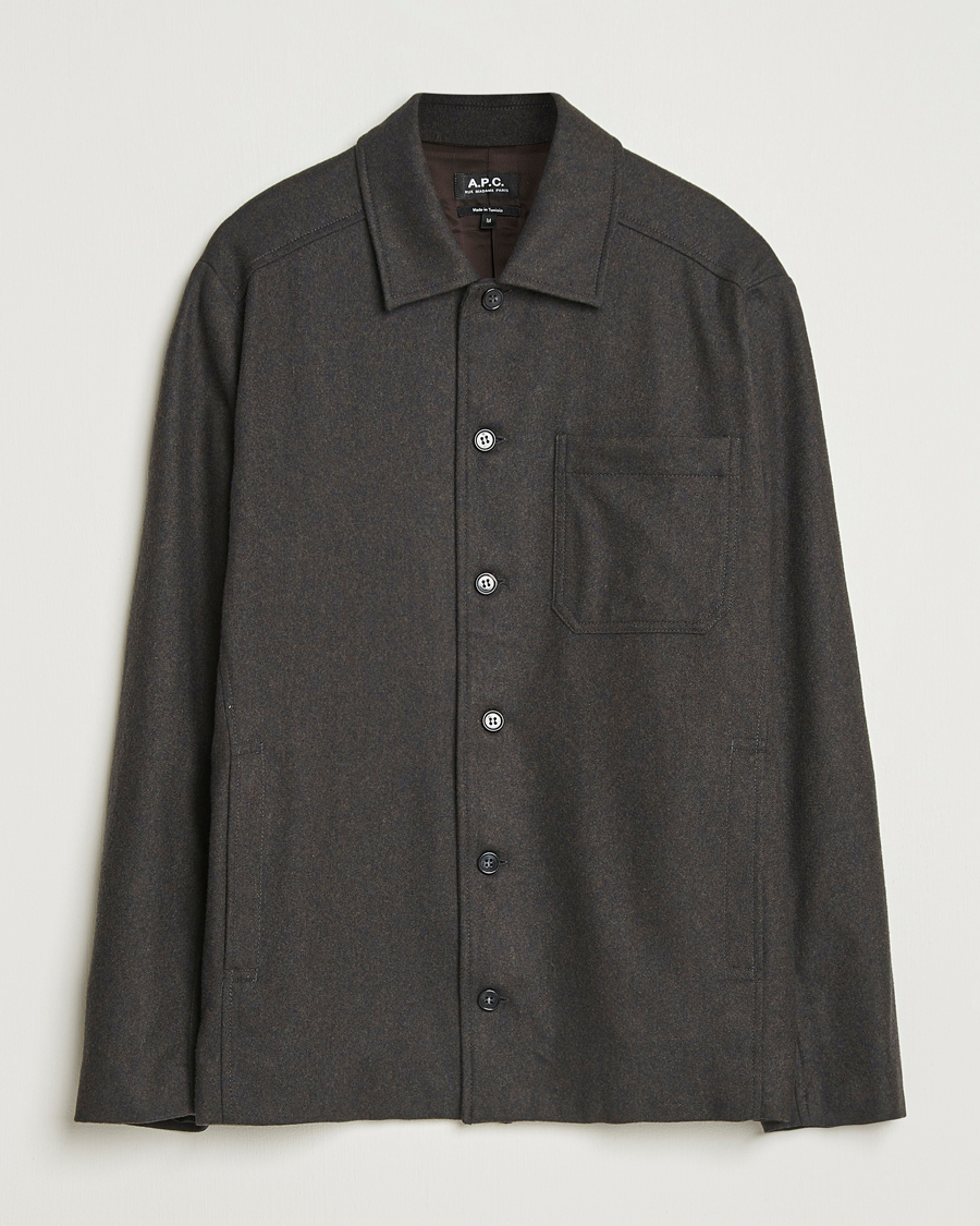 Homme | Manteaux Et Vestes | A.P.C. | Jamie Wool Flannel Shirt Jacket Dark Brown
