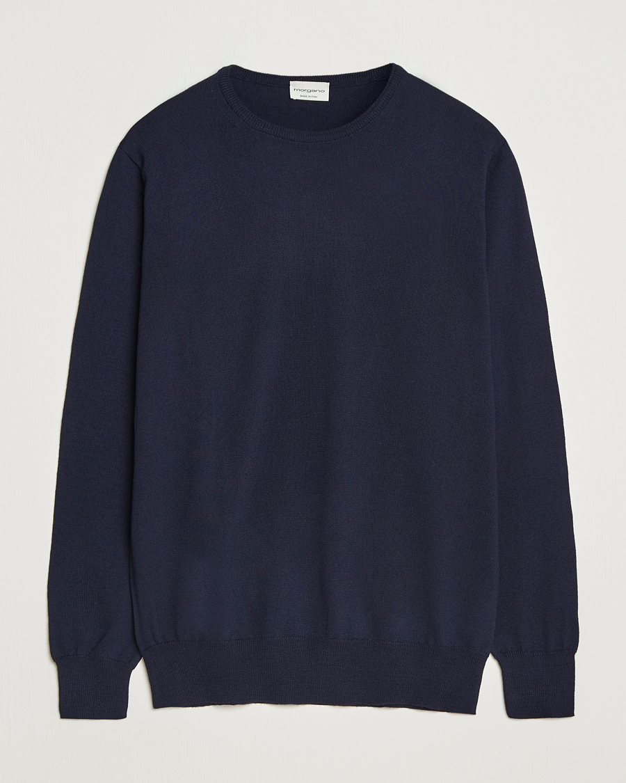 Homme | Pulls Et Tricots | Morgano | Extra Fine Merino Wool Crewneck Navy