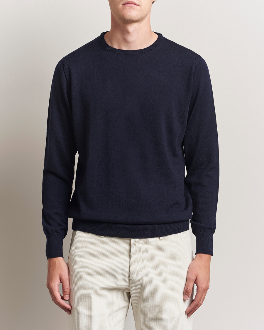Homme | Pulls Et Tricots | Morgano | Extra Fine Merino Wool Crewneck Navy