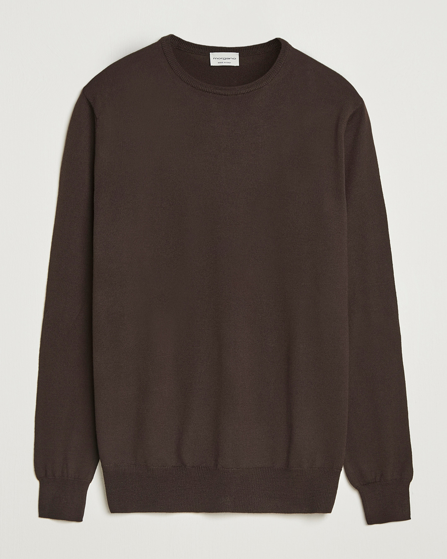 Homme | Pulls Et Tricots | Morgano | Extra Fine Merino Wool Crewneck Dark Brown