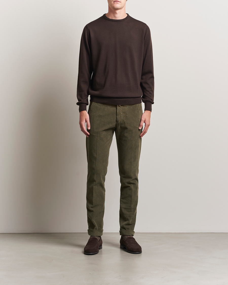 Homme | Pulls Et Tricots | Morgano | Extra Fine Merino Wool Crewneck Dark Brown