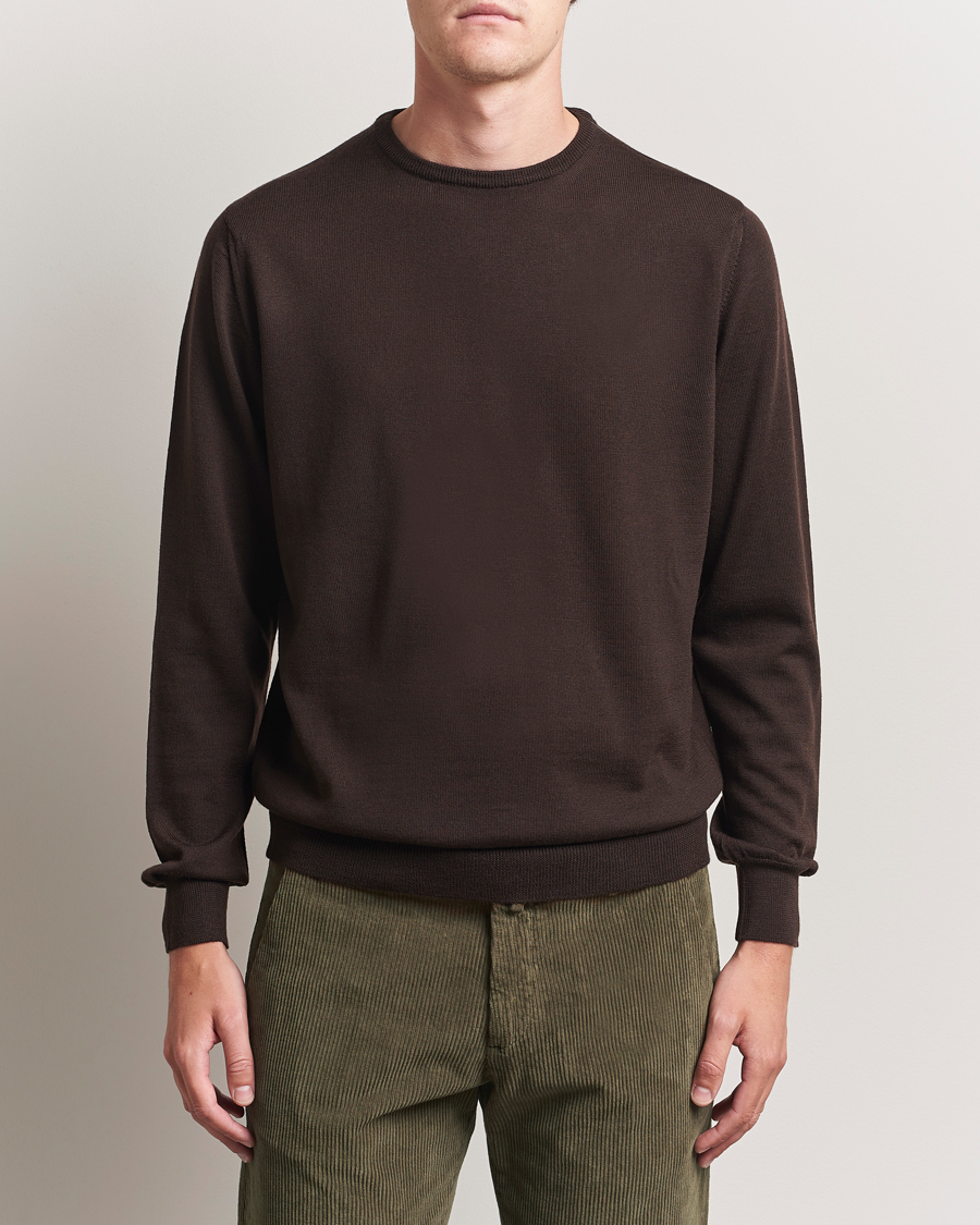 Homme | Pulls Et Tricots | Morgano | Extra Fine Merino Wool Crewneck Dark Brown