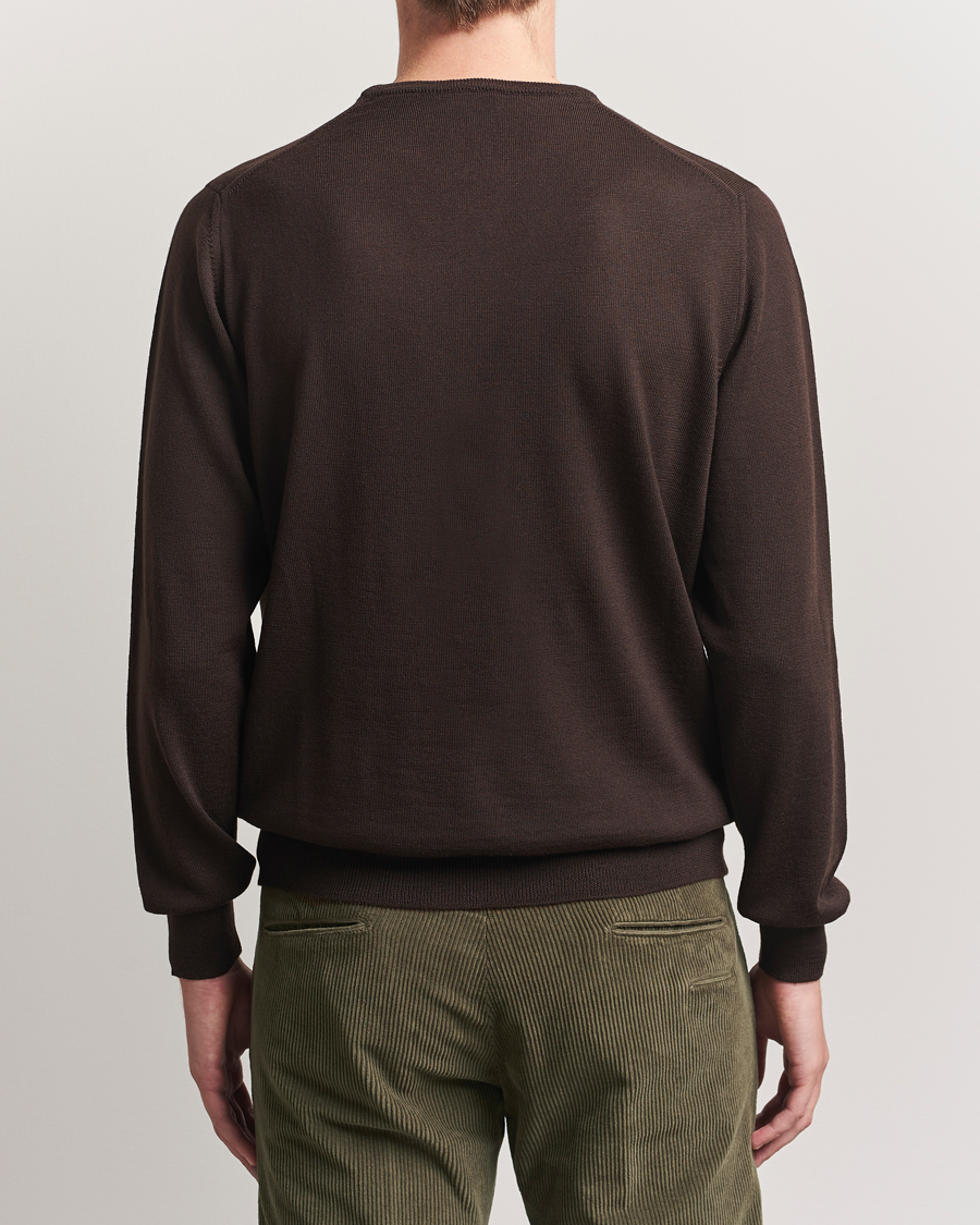 Homme | Pulls Et Tricots | Morgano | Extra Fine Merino Wool Crewneck Dark Brown