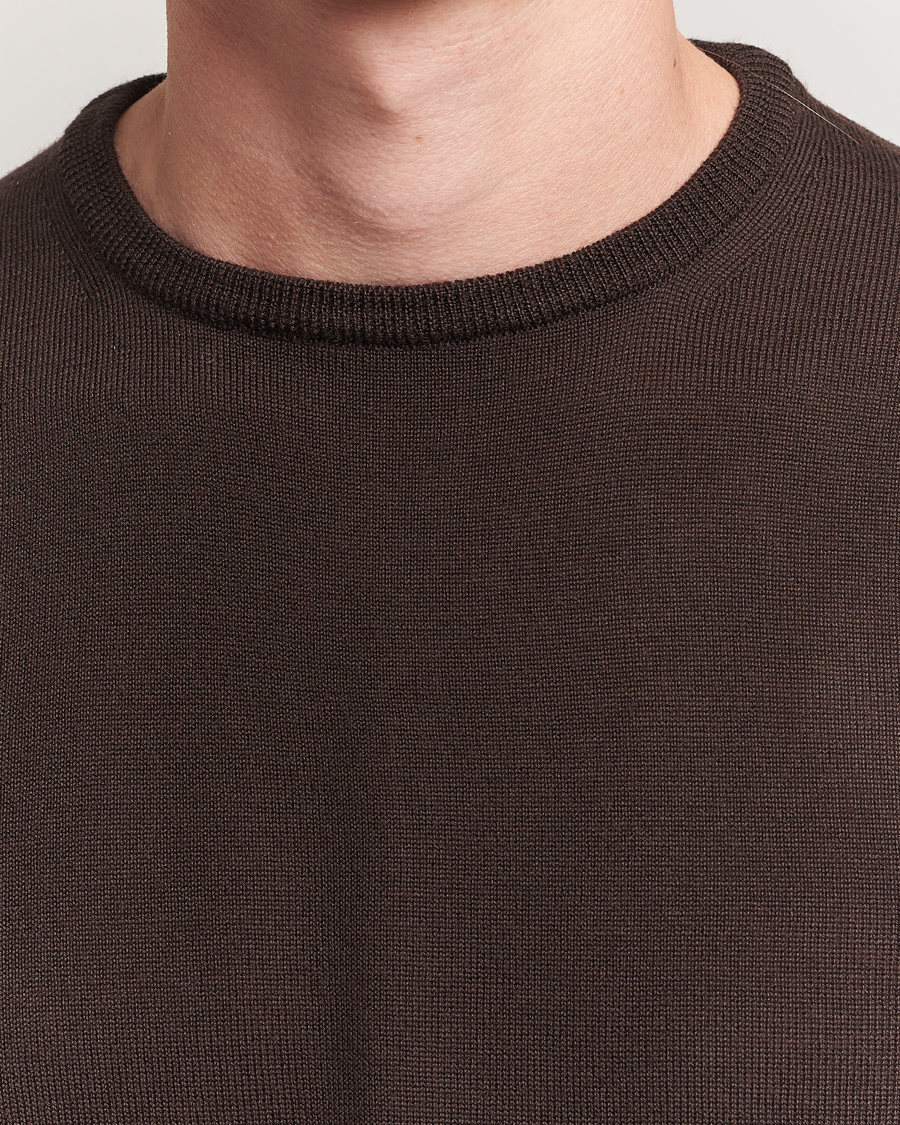 Homme | Pulls Et Tricots | Morgano | Extra Fine Merino Wool Crewneck Dark Brown