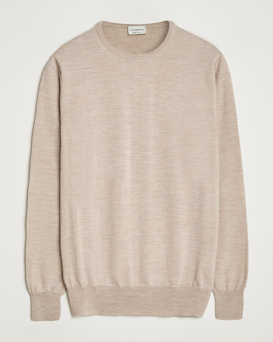 Homme | Pulls Et Tricots | Morgano | Extra Fine Merino Wool Crewneck Beige