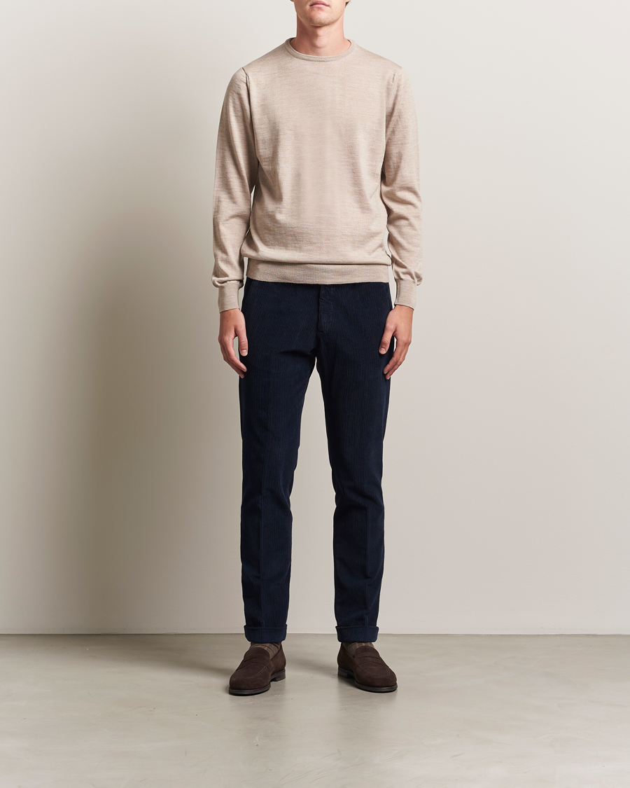 Homme | Pulls Et Tricots | Morgano | Extra Fine Merino Wool Crewneck Beige