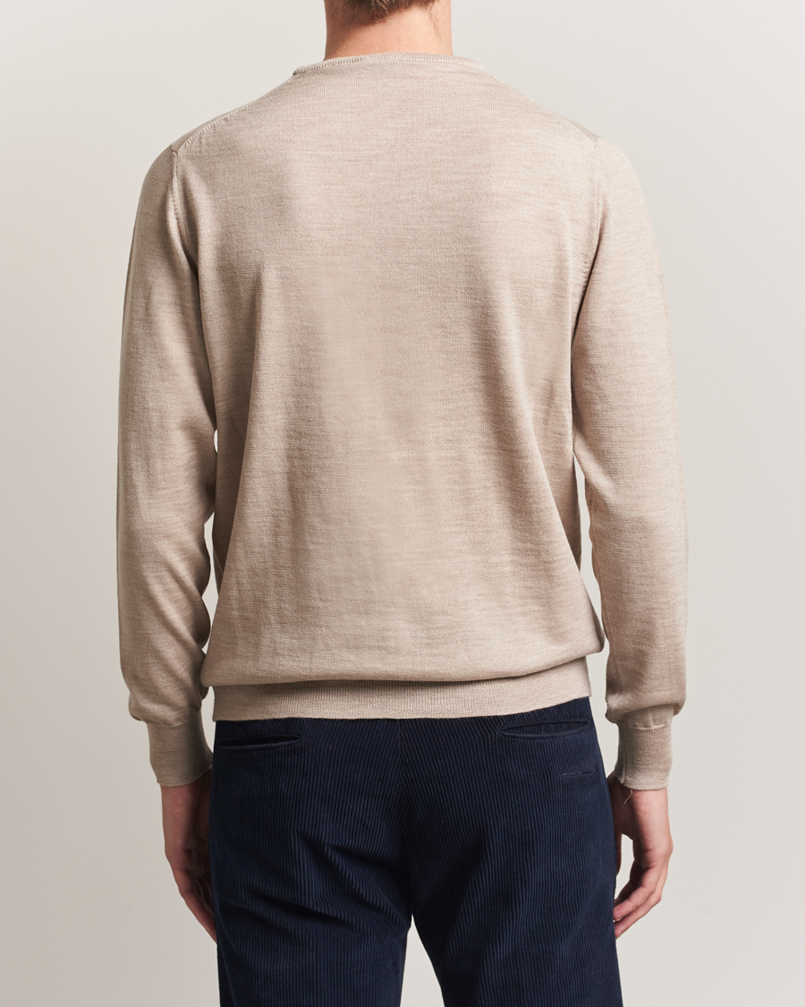 Homme | Pulls Et Tricots | Morgano | Extra Fine Merino Wool Crewneck Beige