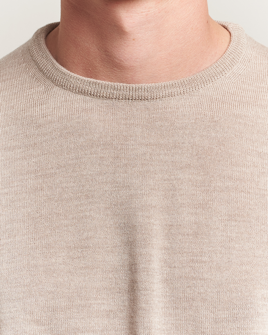 Homme | Pulls Et Tricots | Morgano | Extra Fine Merino Wool Crewneck Beige