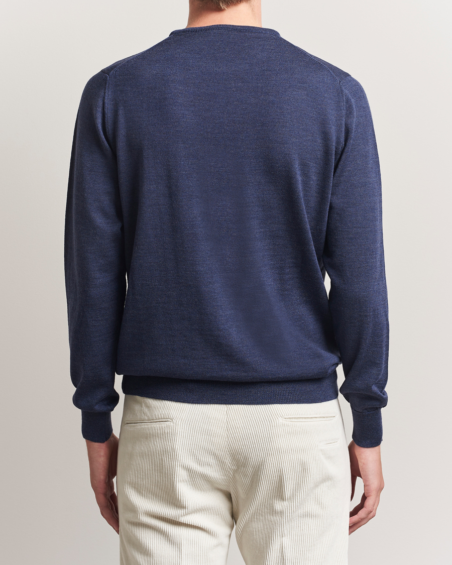 Homme | Pulls Et Tricots | Morgano | Extra Fine Merino Wool Crewneck Mid Blue