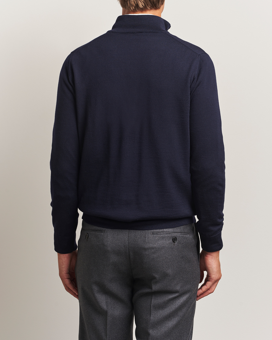 Homme | Pulls Et Tricots | Morgano | Extra Fine Merino Wool Half-Zip Navy