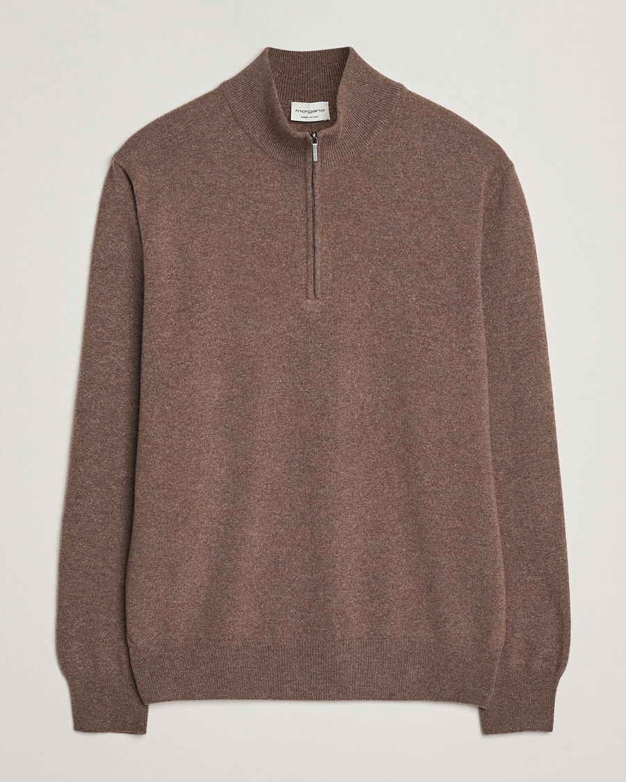 Homme | Pulls Et Tricots | Morgano | Wool/Cashmere Half-Zip Brown