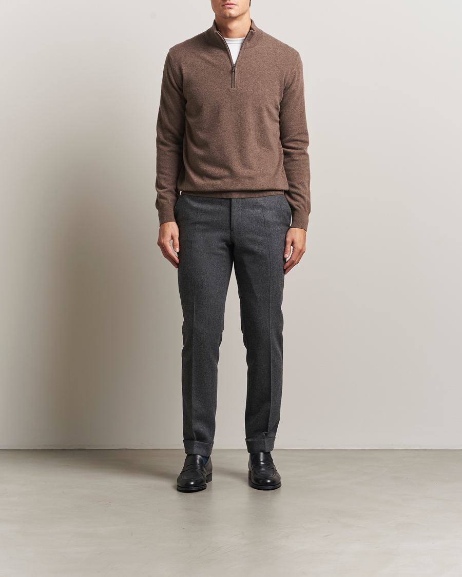 Homme | Pulls Et Tricots | Morgano | Wool/Cashmere Half-Zip Brown
