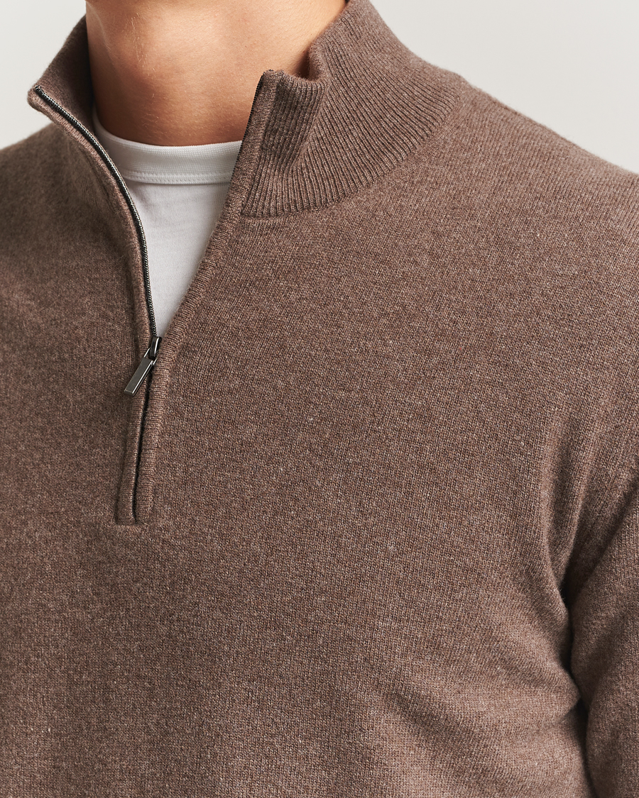 Homme | Pulls Et Tricots | Morgano | Wool/Cashmere Half-Zip Brown