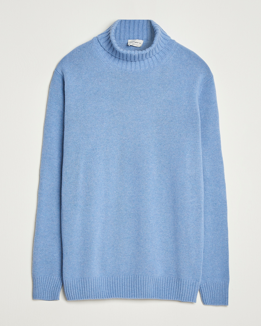 Homme | Pulls Et Tricots | Morgano | Wool/Cashmere Heavy Knit Rollneck Light Blue