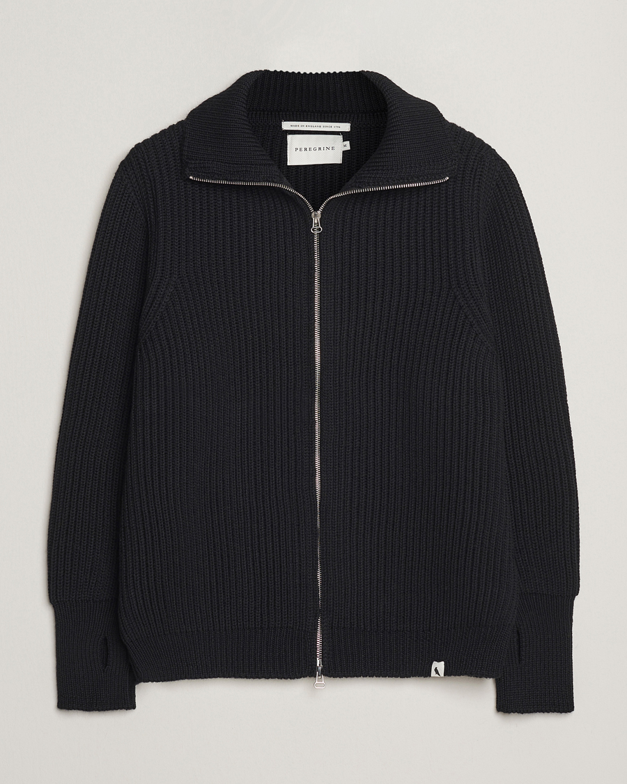 Homme | Pulls Et Tricots | Peregrine | Fisherman Merino Zip Cardigan Black