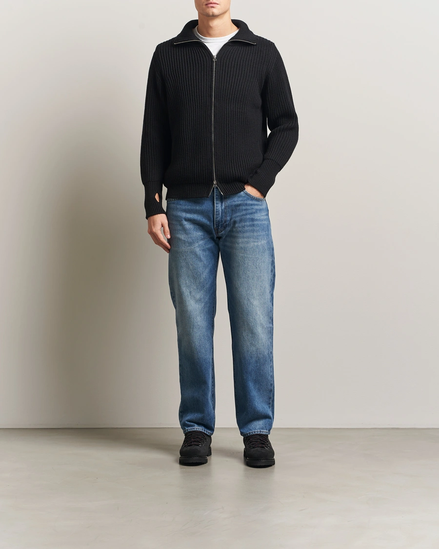 Homme | Pulls Et Tricots | Peregrine | Fisherman Merino Zip Cardigan Black