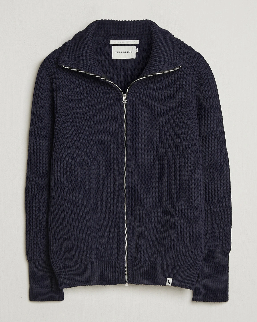Homme | Pulls Et Tricots | Peregrine | Fisherman Merino Zip Cardigan Navy