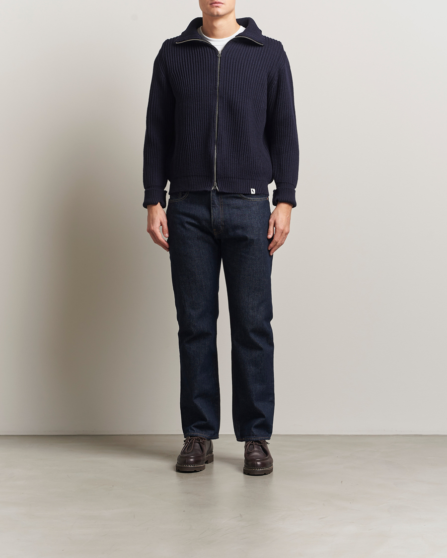 Homme | Pulls Et Tricots | Peregrine | Fisherman Merino Zip Cardigan Navy