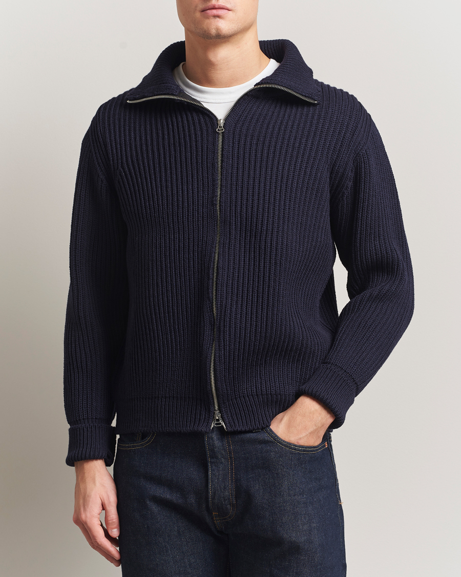 Homme | Pulls Et Tricots | Peregrine | Fisherman Merino Zip Cardigan Navy