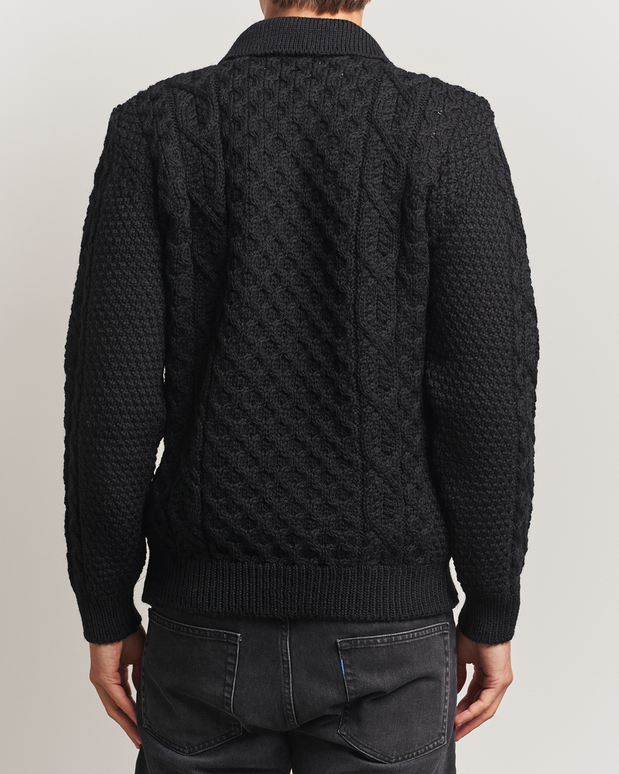 Homme | Pulls Et Tricots | Peregrine | Hudson Wool Aran Knitted Cardigan Black