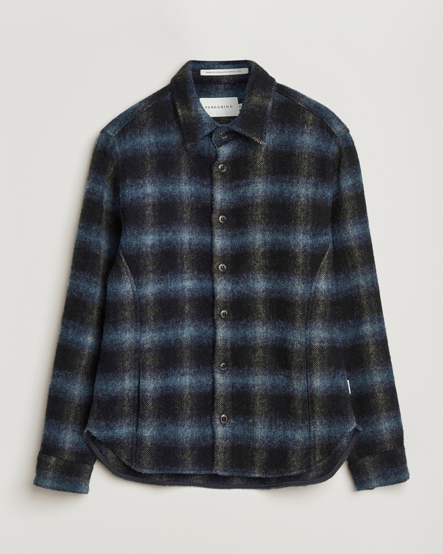 Homme | Chemises | Peregrine | Moon Wool Check Overshirt Navy