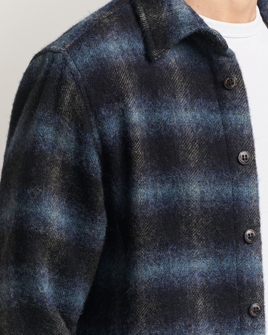 Homme | Chemises | Peregrine | Moon Wool Check Overshirt Navy