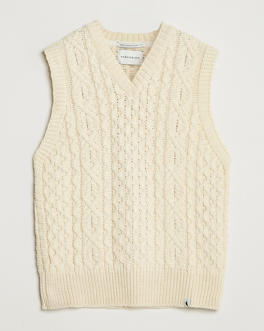 Homme | Pulls Et Tricots | Peregrine | Hudson Wool Aran Knitted Vest Ecru