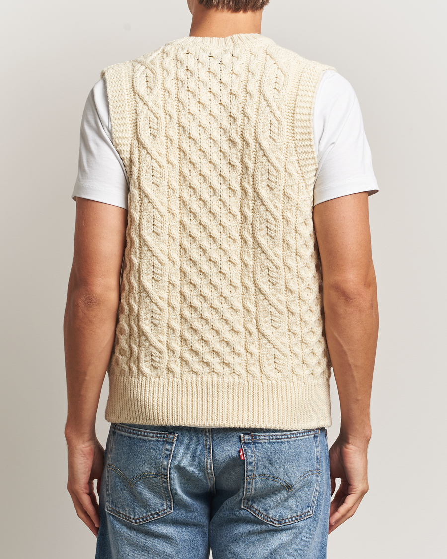 Homme | Pulls Et Tricots | Peregrine | Hudson Wool Aran Knitted Vest Ecru