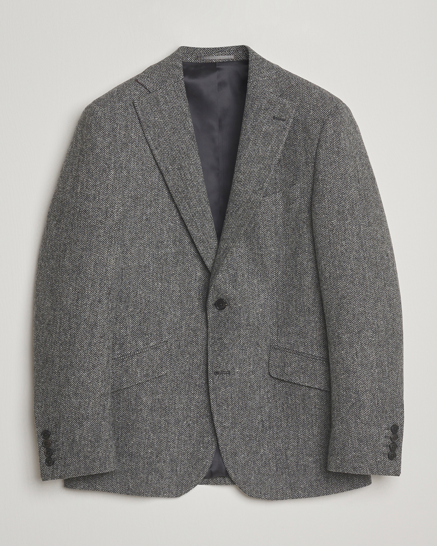 Homme | Blazers | Walker Slater | Edward Lambswool Herringbone Blazer Dark Grey