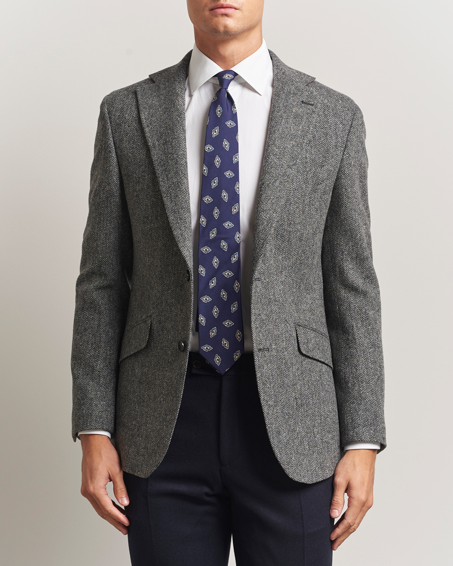 Homme | Blazers | Walker Slater | Edward Lambswool Herringbone Blazer Dark Grey