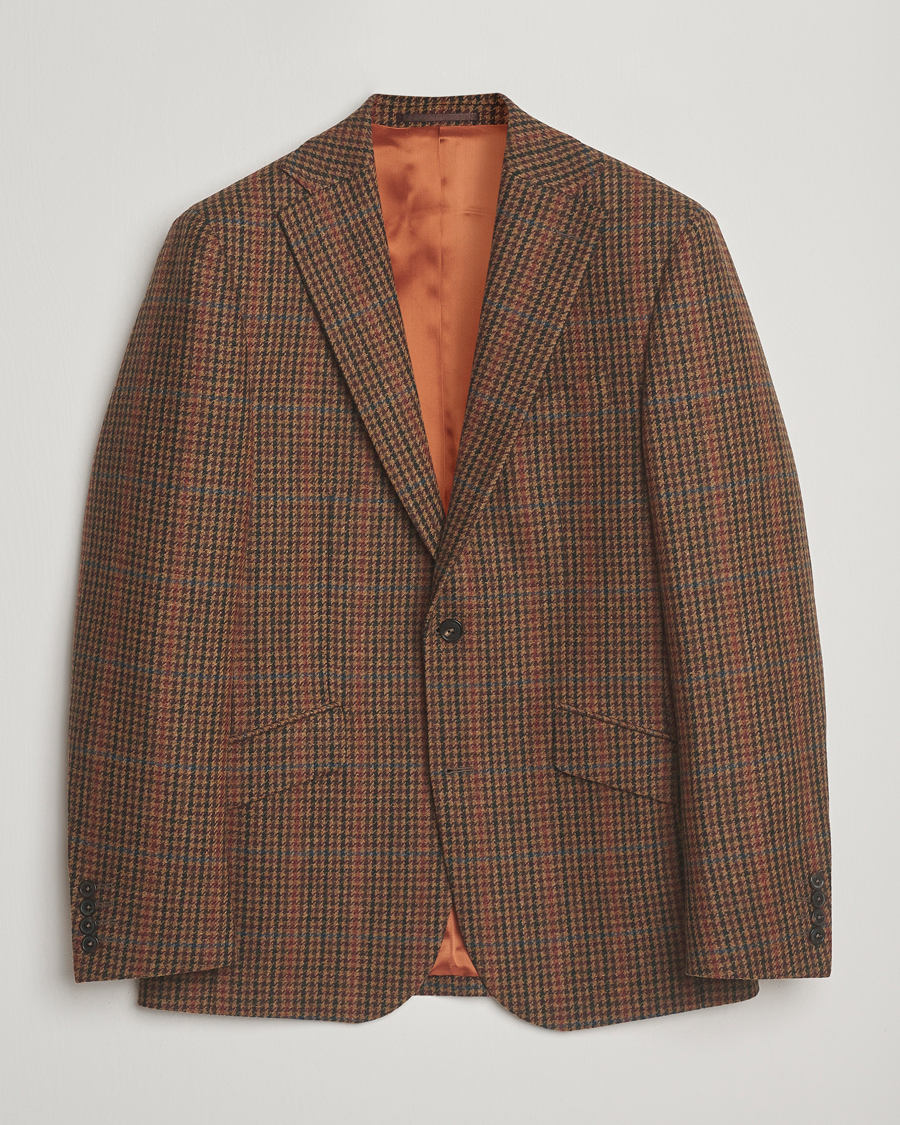 Homme | Blazers | Walker Slater | Edward Lambswool Dogtooth Blazer Brown