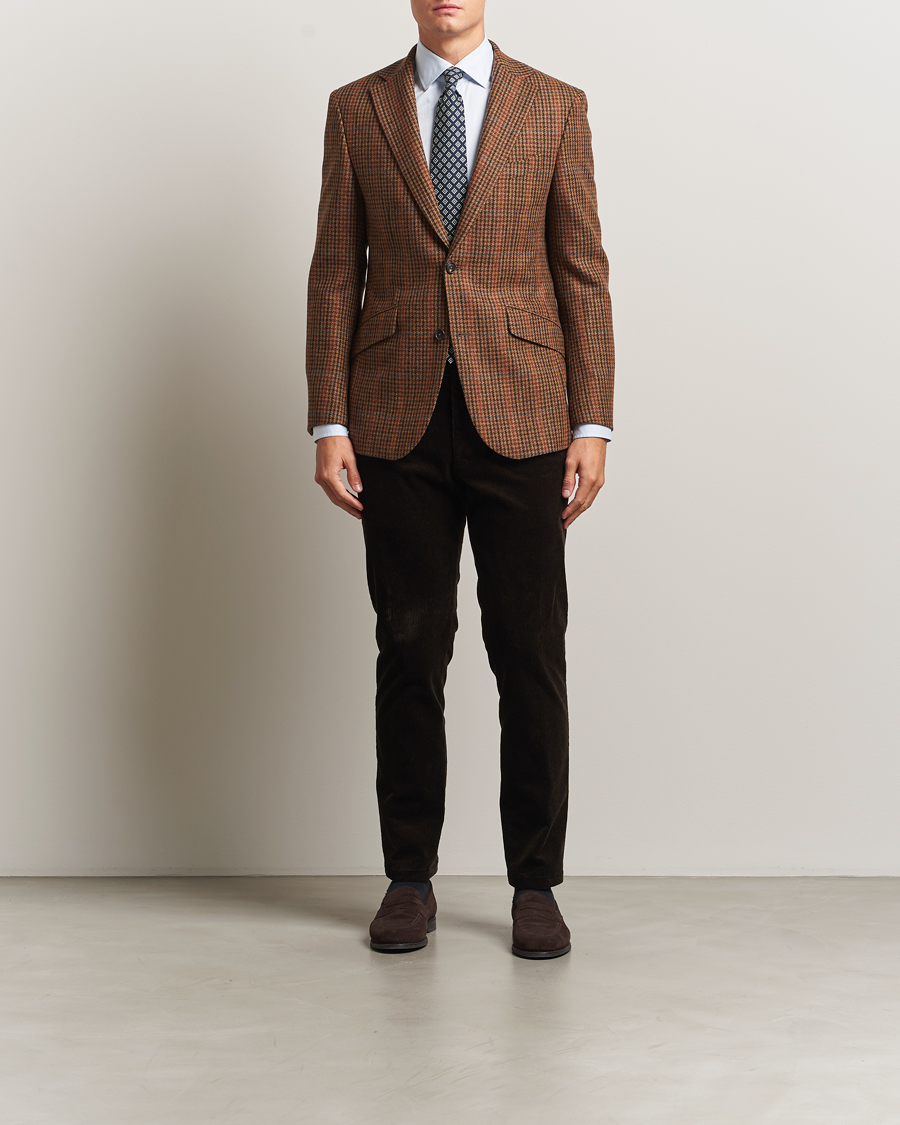 Homme | Blazers | Walker Slater | Edward Lambswool Dogtooth Blazer Brown