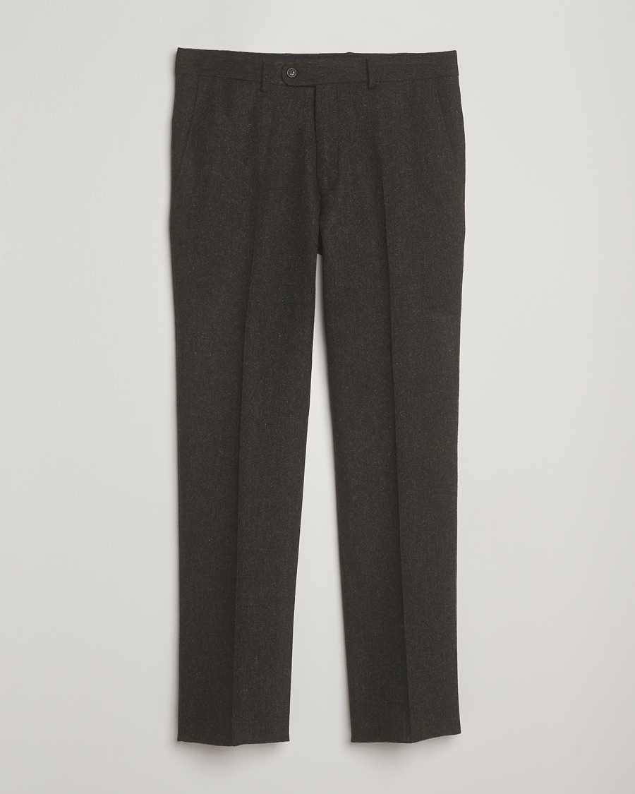 Homme | Blazers | Walker Slater | Edward Shetland Wool Donegal Trousers Dark Brown