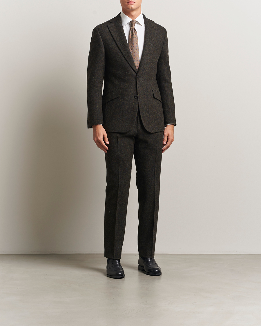 Homme | Blazers | Walker Slater | Edward Shetland Wool Donegal Trousers Dark Brown